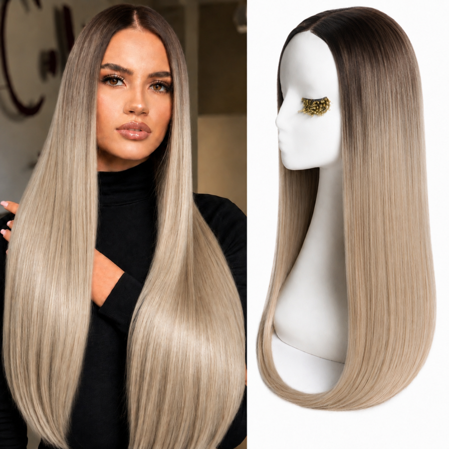 Extensii Front Lace (Semiperuca) DeLuxe Ombre Saten Natural Blond Nisipiu Extensii Front Lace (Semiperuca) DeLuxe Ombre Saten Natural Blond Nisipiu